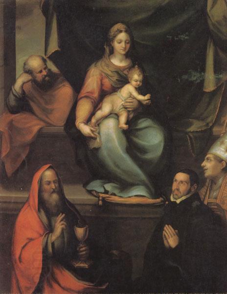 Prado, Blas del The Holy Family,with SS.Ildefonsus and john the Evangelist,and the Master Alonso de Villegas China oil painting art